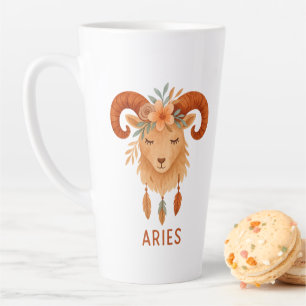 Tasse Latte en aquarelle bohème signe zodiacal Bél