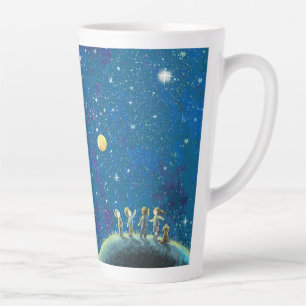 Tasse Latte Enfants Regardant Night Sky