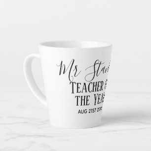 Tasse Latte Enseignant de l'année Personnalisé cadeau de texte