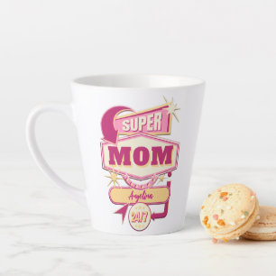 Tasse Latte Enseigne de Resto Rétro Super Maman