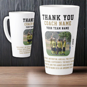 Tasse Latte Entraîneur Merci avec nom d'équipe Photo