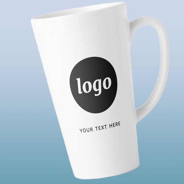 Tasse Latte Entreprise de logo et de texte simple (Logo with text business promotional latte mug)