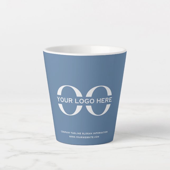 Tasse Latte Entreprise Entreprise Logo Bleu (Devant)