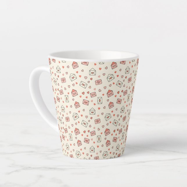Tasse Latte Enveloppes Mignonnes & Cœurs Sans Couture pour la  (Angle gauche)