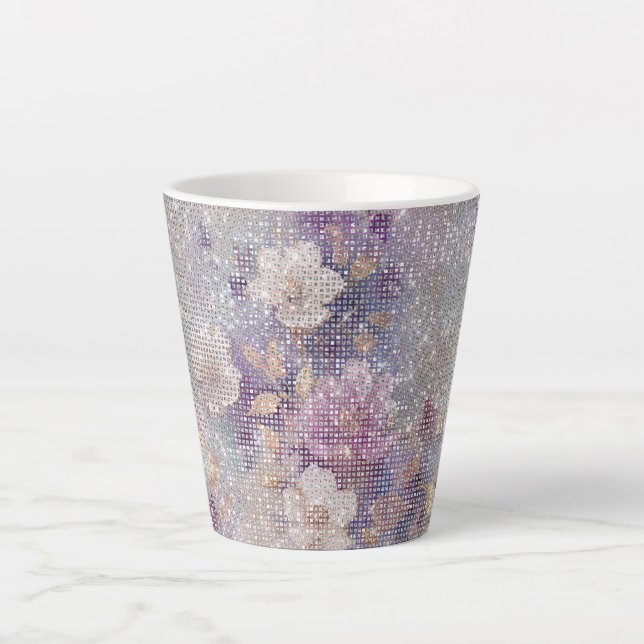 Tasse Latte Éperche florale violette en or glam (Devant)