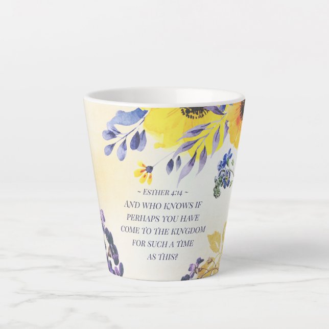 Tasse Latte Ester 4:14 Venez au Royaume pour un tel temps (Devant)