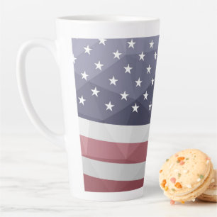 Tasse Latte États-Unis drapeau Rouge Blanc Bleu Amérique Géomé