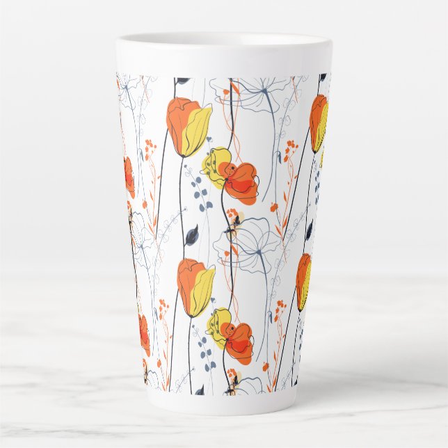 Tasse Latte Été tropical | Belles fleurs jaunes Design (Devant)