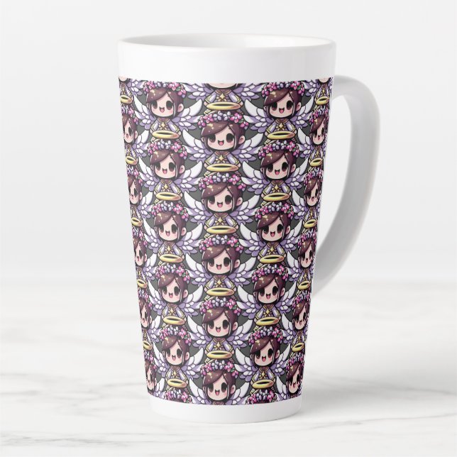 Tasse Latte Ethereal Angelic Chibi - ange, halo, fleurs (Angle droit)