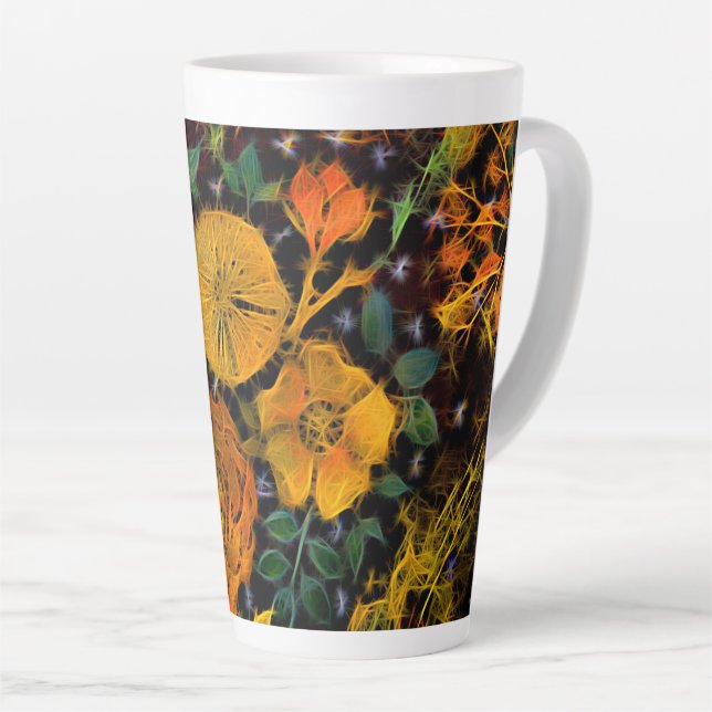 Tasse Latte Étincelles florales (Angle droit)
