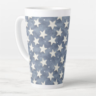 Tasse Latte Étoiles Bleues Blanches