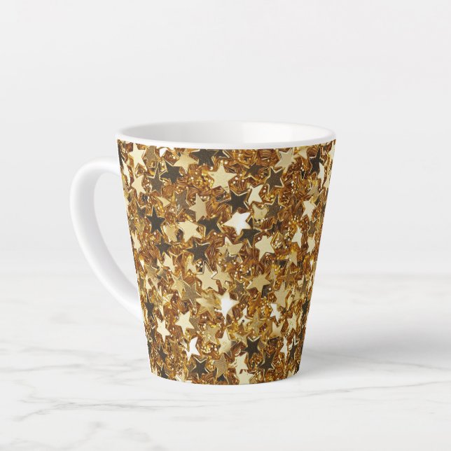 Tasse Latte Étoiles brillantes d'or (Angle gauche)