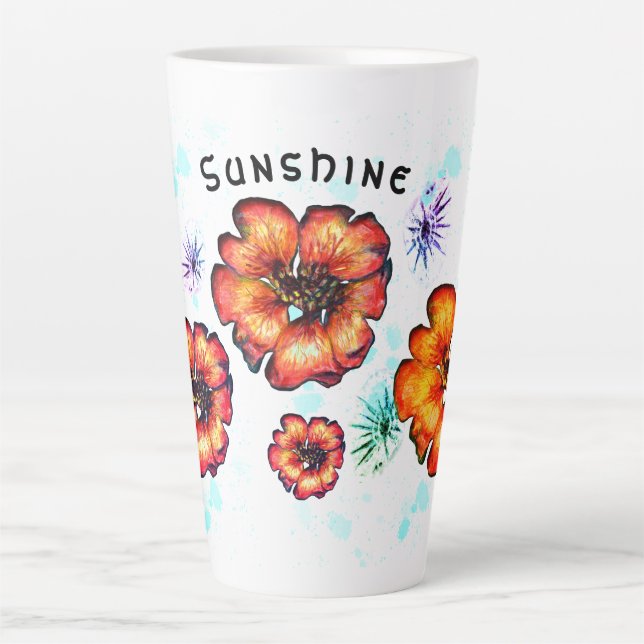 Tasse Latte Étoiles et fleurs d'araignée (Devant)