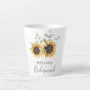 Tasse Latte Eucalyptus tournesol Mariage de fleurs Bridesmaid