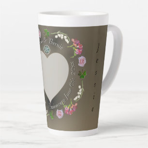 Tasse Latte Événement romantique Personnalisé Floral Heart Pho