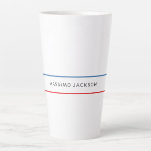 Tasse Latte Exclusif Personnel Moderne Bleu Rouge Blanc