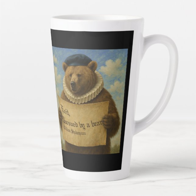 Tasse Latte Exit, pursued by a bear Shakespeare quote bear (Droite)