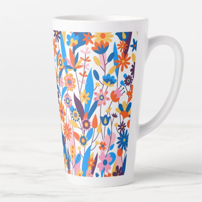 Tasse Latte Exotique multicolore Floral Arrière - plan-32939 (Droite)