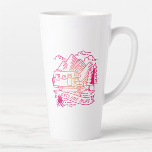 Tasse Latte Explorez Plus Camper Rose Van Mountain Nature Love