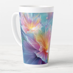 Tasse Latte Explosion florale cosmique abstraite en pastel