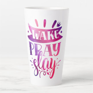 Tasse Latte Exprimez-vous - Réveillez-vous Priez Tuez - Rose