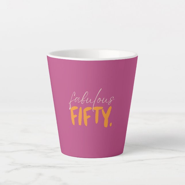 Tasse Latte Fabulous Fifty Pink and Orange Typography (Devant)