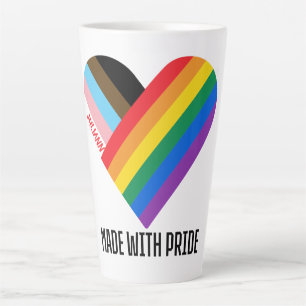Tasse Latte Fait avec fierté Cœur arc-en-ciel personnalisé mod