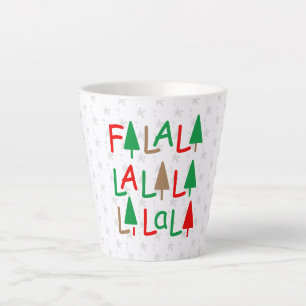 Tasse Latte Falalalala... Rouge Vert Brown flocons de neige La