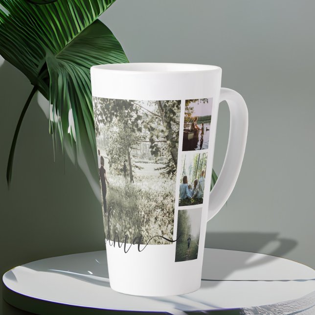 Tasse Latte Famille de collage de photos et de textes personna (Créateur téléchargé)