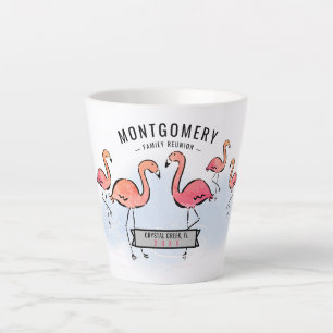 Tasse Latte Famille Réunion Tropical Rose Flamant rose Nom per