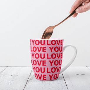 Tasse Latte Fancy Romantic Rouge & Rose Amour Vous Motif