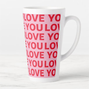Tasse Latte Fancy Romantic Rouge & Rose Amour Vous Motif