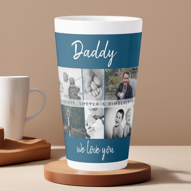 Tasse Latte Father with Kids and Family Dad Photo Collage (Créateur téléchargé)