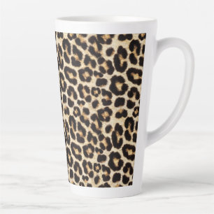 Tasse Latte Faux Leopard Fur Motif   Chat sauvage