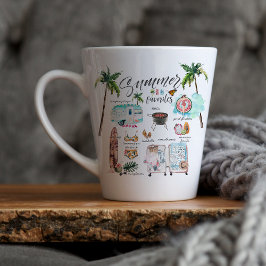 Tasse Latte Favoris d'été tendance | Illustration aquarelle