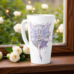 Tasse Latte Fées de la lune bleu pervenche et violet