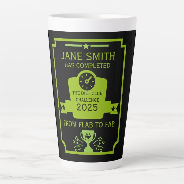 Tasse Latte Félicitations pour perte de poids (Devant)