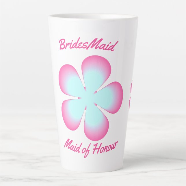 Tasse Latte Femme d'honneur Floral rose bleu (Devant)