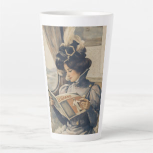 Tasse Latte Femme Édouardienne Vintage lisant dans un train 
