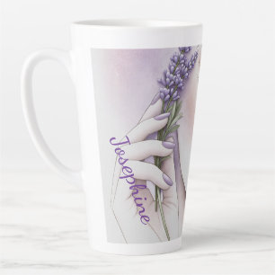 Tasse Latte Femme élégante violet lavande personnalisée Beauté