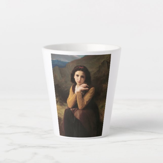 Tasse Latte Femme Mignonne de Jeune Femme par Bouguereau (Devant)