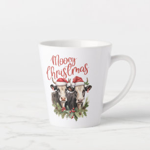 Tasse Latte Ferme rétro Noël deux vaches animaux d'argent