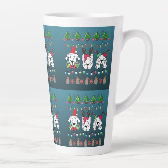 Tasse Latte Festive dogs Christmas pattern - cute hoiiday dogs (Droite)