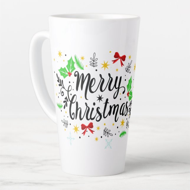 Tasse Latte Festive Joyeux Noël (Angle gauche)