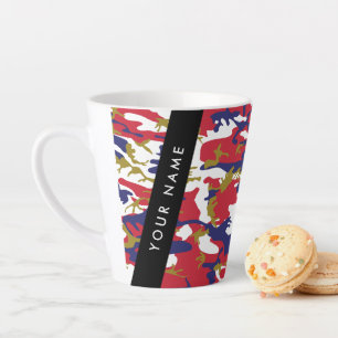 Tasse Latte Fête de l'Indépendance Camouflage Votre nom Person