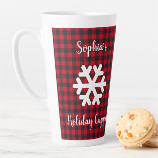 Tasse Latte Fête de nuit de Buffalo Plaid Snowflake - Personna
