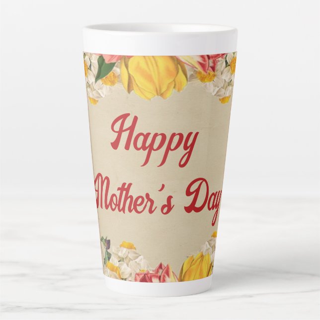 Tasse Latte Fête des mères 2024 avec Bright Floral (Devant)