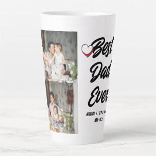 Tasse Latte Fête des pères personnalisée, deux photos collage