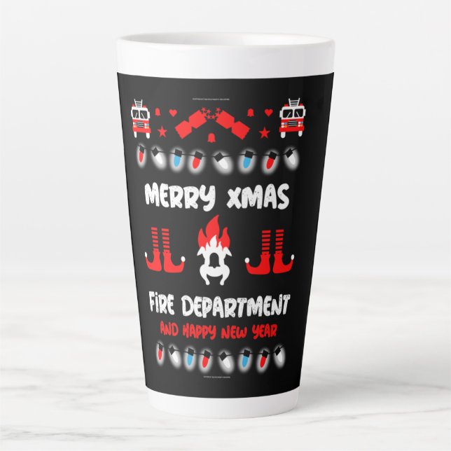 Tasse Latte Feu de pompier laide xmas (Devant)