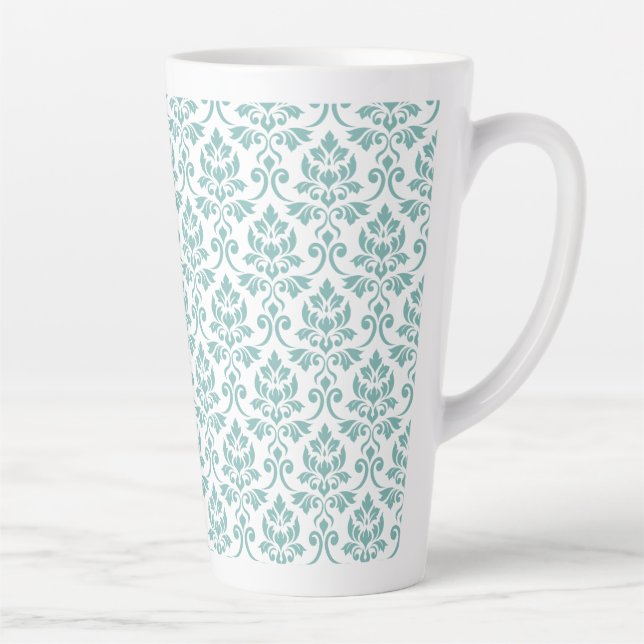 Tasse Latte Feuille Damask Motif Turquoise (Droite)